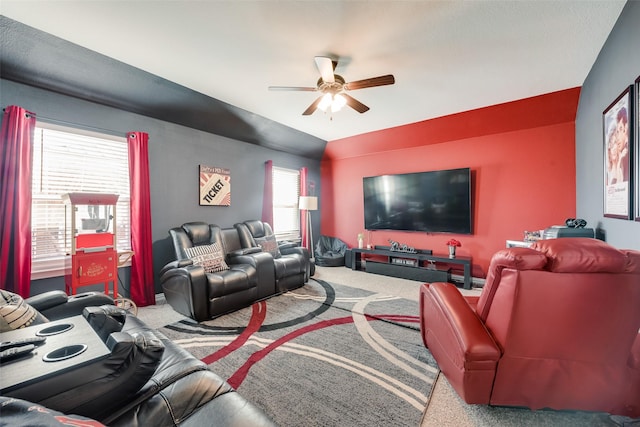 1016 Northern Oaks Ct, Springtown, TX 76082 - carpeted living area featuring a ceiling fan