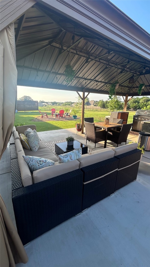 1016 Northern Oaks Ct, Springtown, TX 76082 - view of patio with outdoor lounge area, a gazebo, and grilling area
