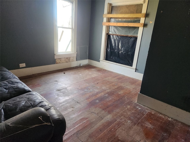 living area with wood-type flooring