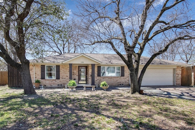 109 Belden Cir, Mckinney, TX 75069 - single story home with brick siding, a garage, concrete driveway, roof with shingles, and crawl space