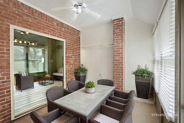 view of patio featuring ceiling fan