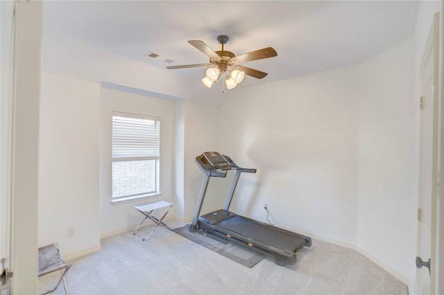 62 Cypress Ct, Trophy Club, TX 76262 - workout room featuring carpet, ceiling fan, and baseboards