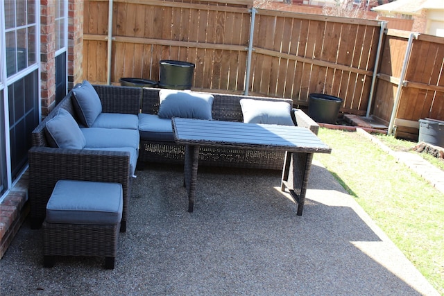 8509 Mustang Dr, Irving, TX 75063 - view of patio / terrace with outdoor lounge area and fence
