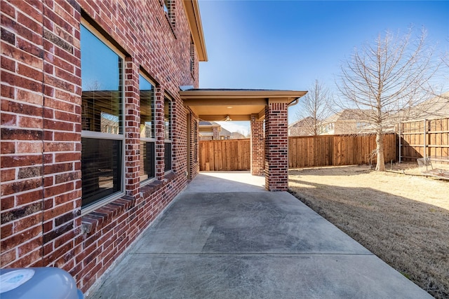 view of patio featuring a fenced backyard