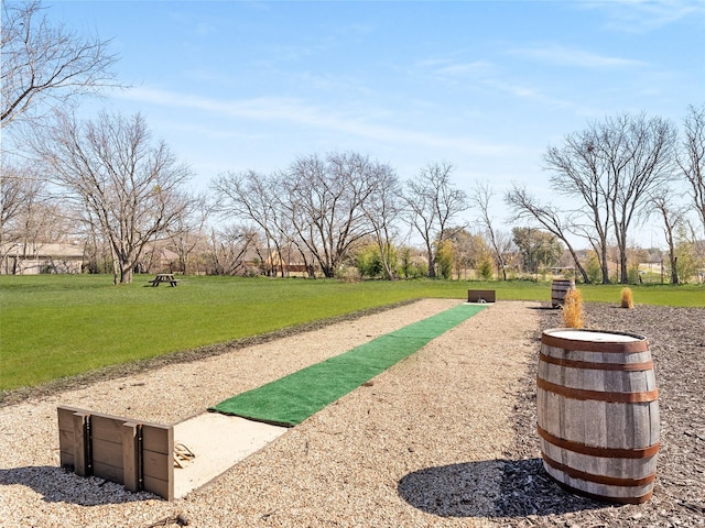 view of community featuring a yard