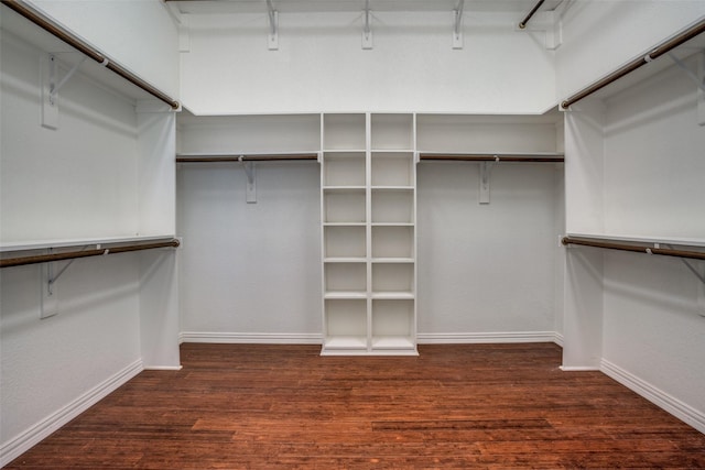 walk in closet with wood finished floors