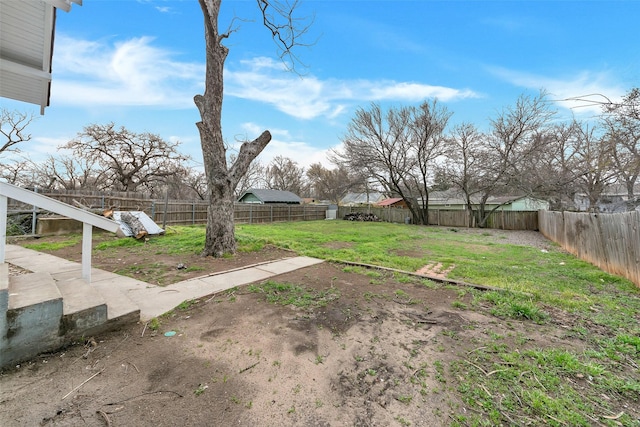 view of yard featuring a fenced backyard