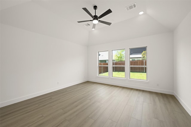 317 Willie Way, Burleson, TX 76028 - empty room featuring wood finished floors, lofted ceiling, baseboards, a ceiling fan, and recessed lighting