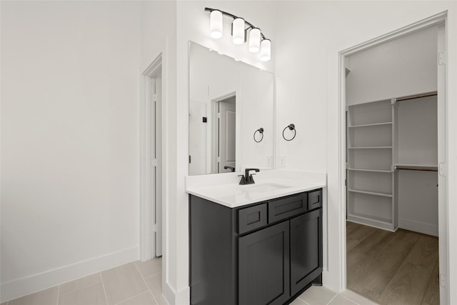 317 Willie Way, Burleson, TX 76028 - bathroom with vanity, a walk in closet, and baseboards
