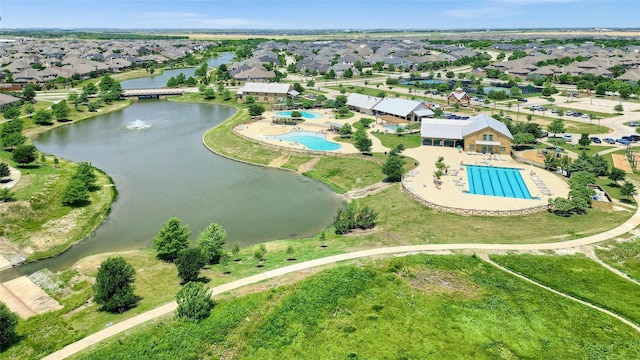 782 Corner Post Path, Celina, TX 75009 - aerial view of residential area with a pool and a nearby body of water