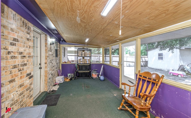 sunroom / solarium with wood ceiling