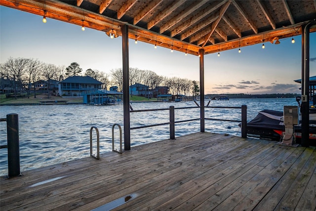 view of dock featuring a water view