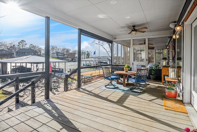 deck featuring ceiling fan