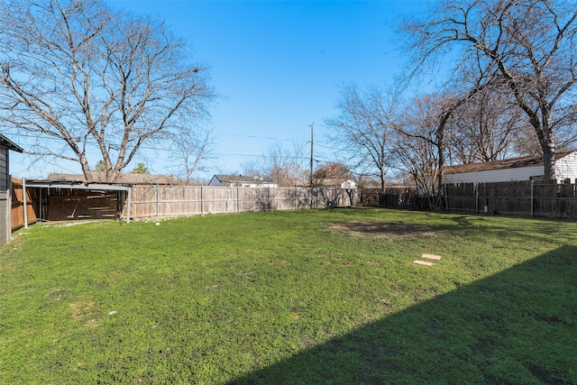 view of yard featuring a fenced backyard