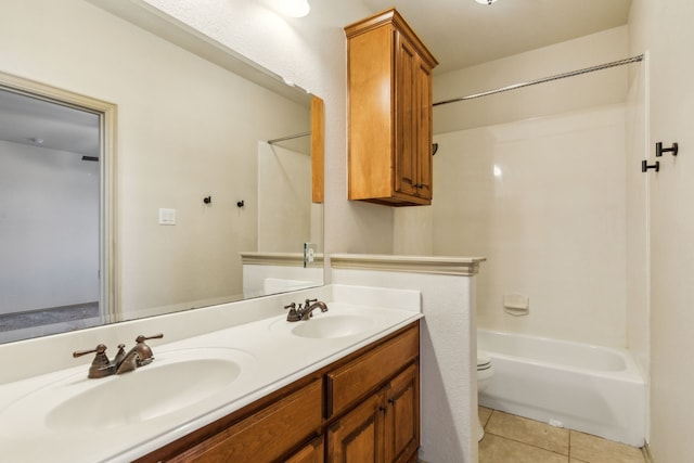 5805 Parker Village Dr, Parker, TX 75002 - full bathroom featuring tile patterned floors, toilet, double vanity, and  shower combination