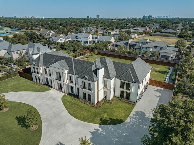 aerial view with a residential view