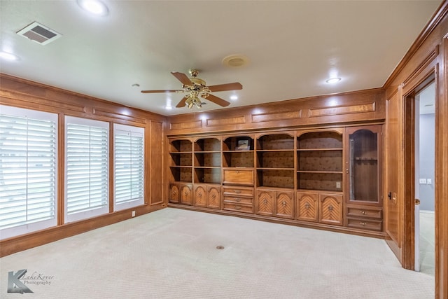 20 Glen Abbey St, Abilene, TX 79606 - unfurnished room featuring carpet floors, ceiling fan, wooden walls, and recessed lighting