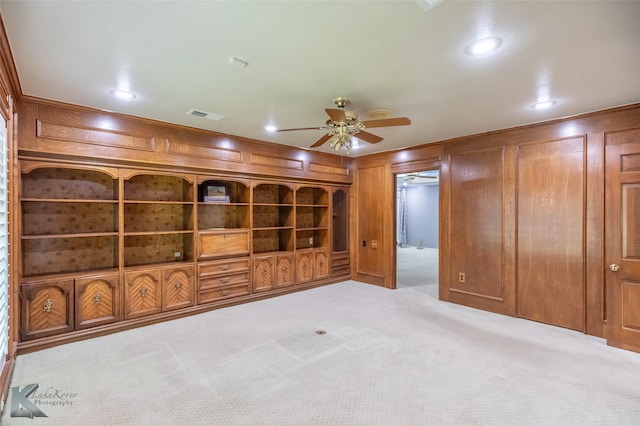 20 Glen Abbey St, Abilene, TX 79606 - carpeted empty room featuring a ceiling fan, recessed lighting, and wooden walls