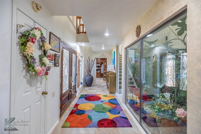 entrance foyer featuring french doors