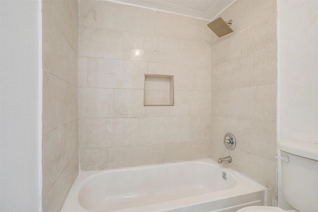 full bathroom featuring toilet and shower / tub combination