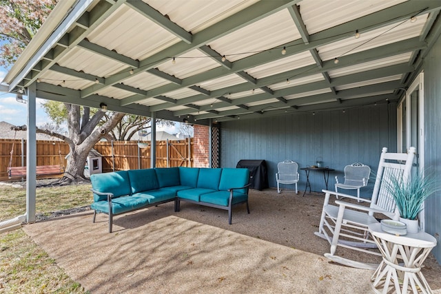 view of patio / terrace with fence and outdoor lounge area