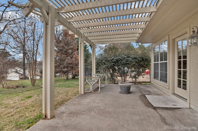 view of patio featuring a pergola