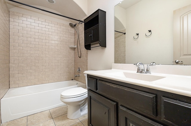 full bathroom with tile patterned floors, vanity, toilet, and bathing tub / shower combination