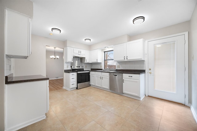 kitchen featuring a sink, appliances with stainless steel finishes, white cabinets, and decorative backsplash