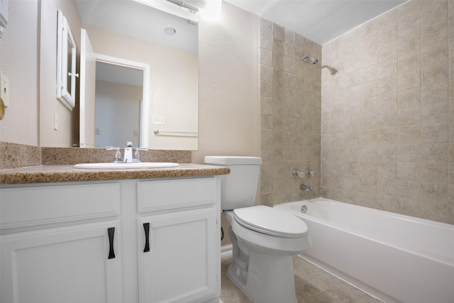 full bathroom with  shower combination, toilet, and vanity