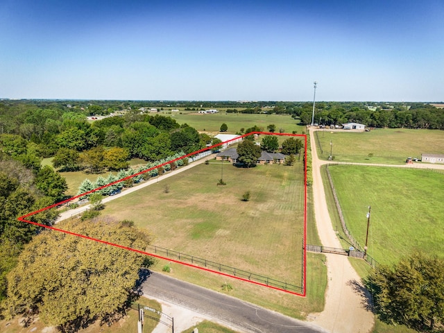 drone / aerial view featuring a rural view