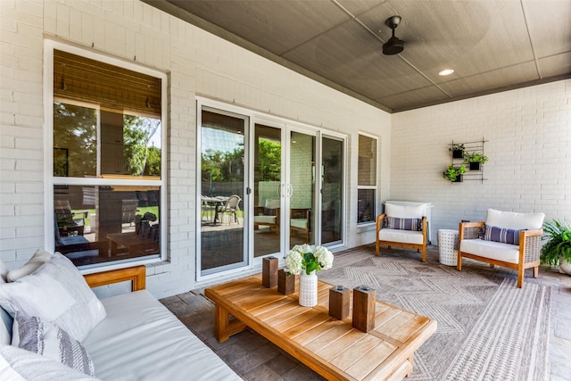 exterior space featuring an outdoor hangout area and french doors