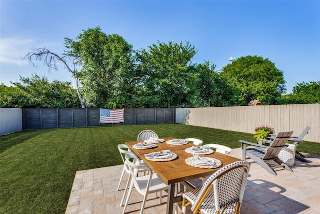 view of patio / terrace with outdoor dining space and a fenced backyard