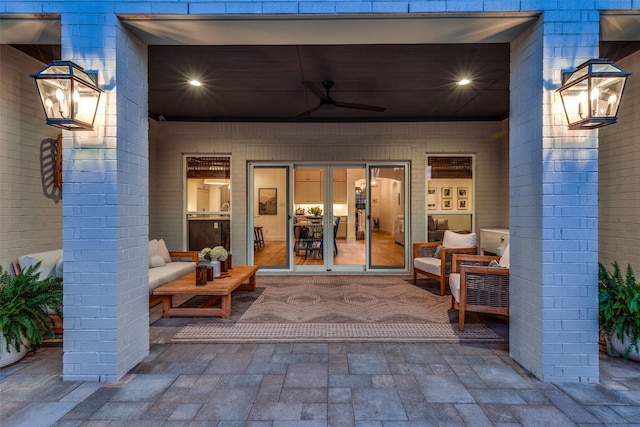 view of patio with ceiling fan