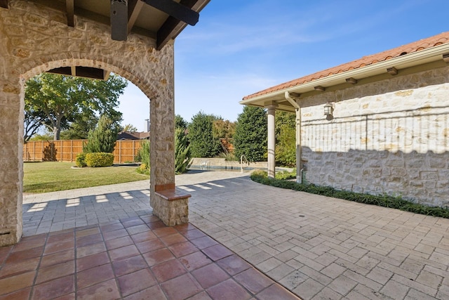 view of patio featuring a fenced backyard