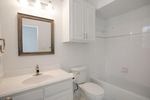 full bathroom featuring shower / tub combination, vanity, and toilet