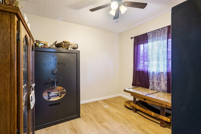 4017 Cherryhill Ct, Arlington, TX 76016 - interior space with light wood-type flooring, a textured ceiling, a ceiling fan, and baseboards