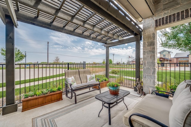 view of patio / terrace featuring fence and a pergola