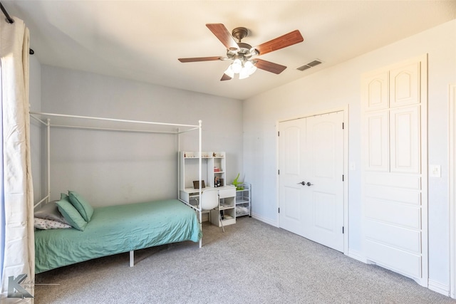 357 County Road 337, Tuscola, TX 79562 - carpeted bedroom featuring a ceiling fan and visible vents