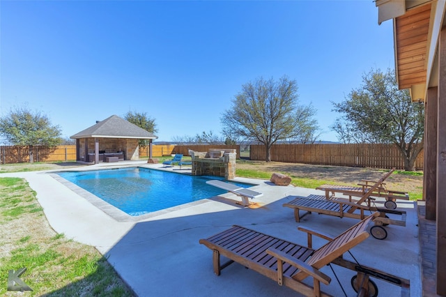 357 County Road 337, Tuscola, TX 79562 - view of swimming pool with a patio, a fenced backyard, a diving board, and an outdoor structure