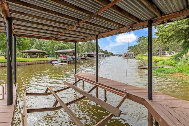 view of dock featuring a water view