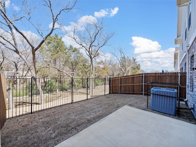 view of patio / terrace with a fenced backyard and central AC unit