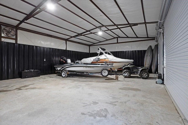 garage featuring metal wall