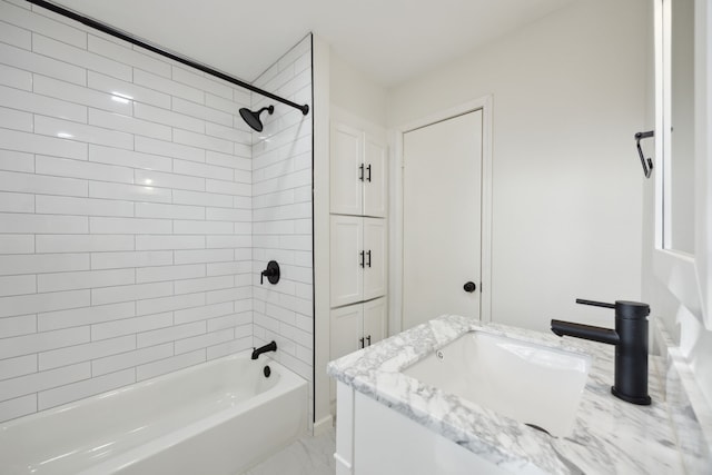 full bath featuring vanity and shower / bathtub combination