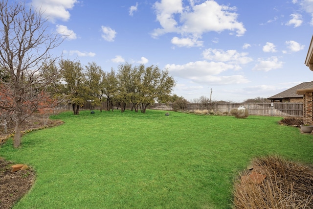 view of yard with a fenced backyard