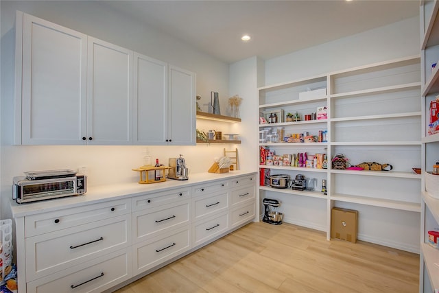 storage area with a toaster