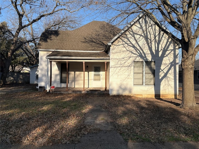 view of front of house featuring a porch and a shingled roof