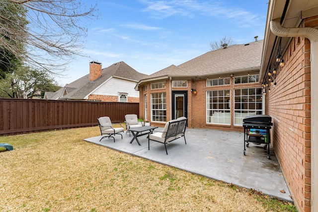 view of patio / terrace featuring fence private yard and area for grilling