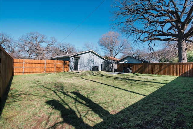 view of yard featuring a fenced backyard