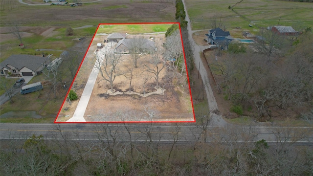 drone / aerial view featuring a rural view