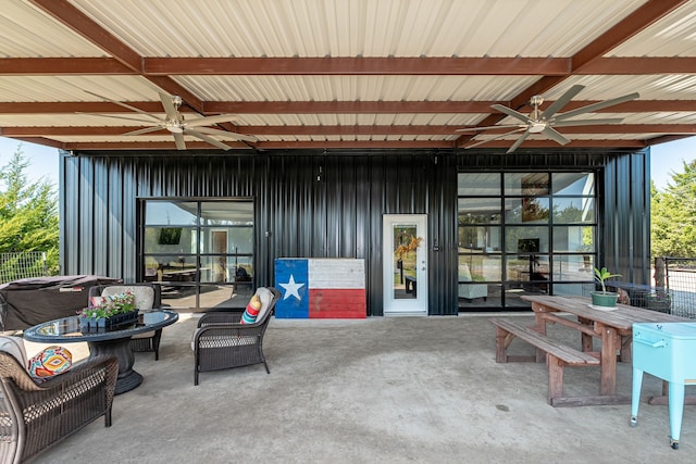 view of patio with a ceiling fan